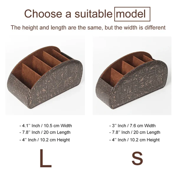 LMETJMA Remote Control Holder with 5 Compartments PU Leather TV Remote Caddy Storage Box Organizer Tray Desktop Organizer - Image 2