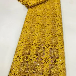 2025 African Nigerian High Quality Embroidery Lace Fabric Water Soluble  Tulle Wedding Party Dress Guipure Sequins 5Yards JL525