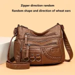 Vintage PU Crossbody Bag, Retro Multi Layer Shoulder Bag, Women's Fashion Handbag & Purse, Female Work Travel Messenger Bag - Image 16