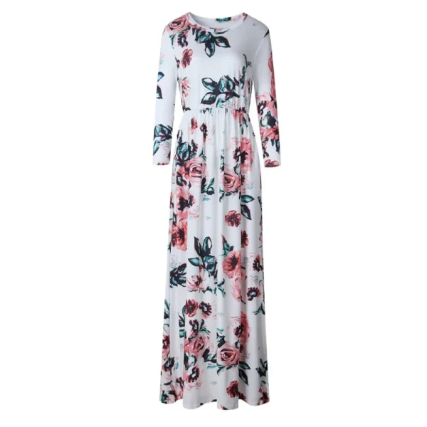 Summer Maxi Dress Women Floral Print Boho Beach Dress - Image 6
