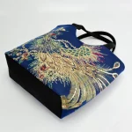 Ethnic Style Sequins Tote Bag, Peacock Embroidery Handbags, Vintage Canvas Crossbody Bag - Image 4