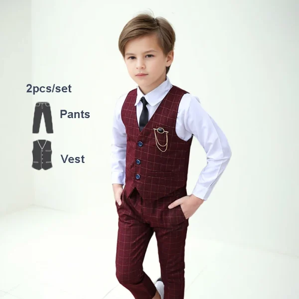Boys' High-End Forest Green 4-Piece Suit Set - Image 9