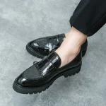 Green leather loafers' shoes - Image 13