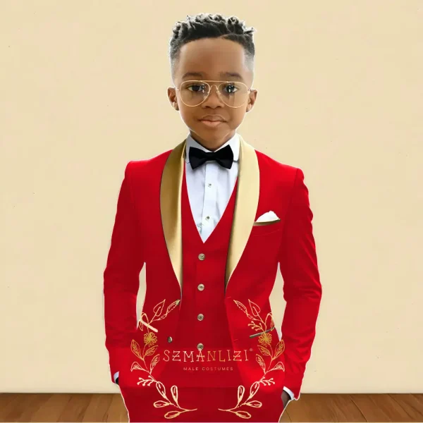 Boys' Oil Green 3-Piece Tuxedo - Image 7