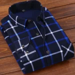 2025 Men's Winter Warm Long Sleeve Plaid Shirts Flannel Fur Lined Thick Formal Shirts Fleece Casual Shirt for Men Dress Shirts - Image 7