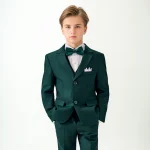 Boys' High-End Forest Green 4-Piece Suit Set - Image 2