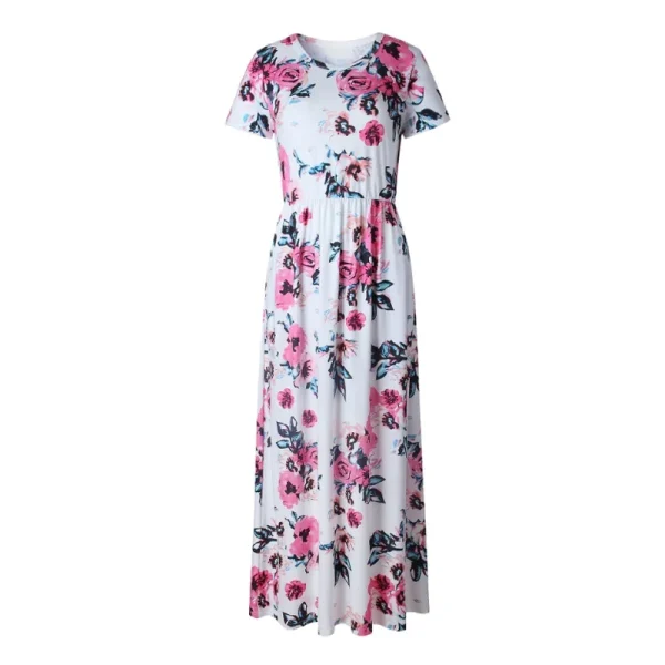 Summer Maxi Dress Women Floral Print Boho Beach Dress - Image 36