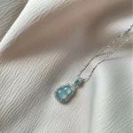 Natural Green Chalcedony "Gourd" Pendant Necklace