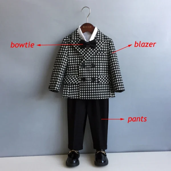 Boys' Double-Breasted Houndstooth Suit Set - Image 6