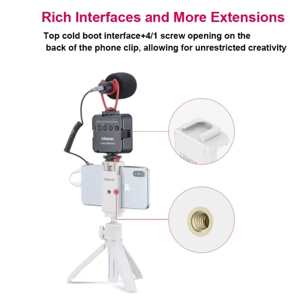 Ulanzi MT-08 Mini Tripod White Color Foldable Tripod Monopod  Mount 1/4'' Tripod Universal for DSLR Android iPhone Smartphone - Image 3