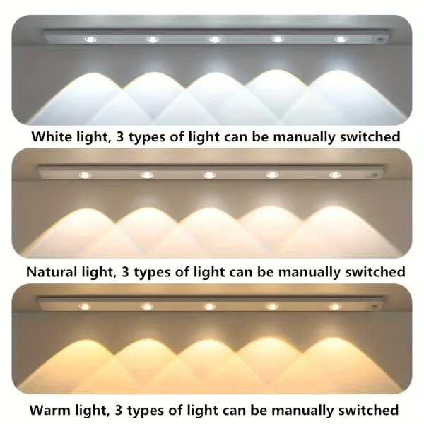 White/Black LED Cabinet Light USB Rechargeable Motion Sensor LED Light for Kitchen Wardrobe Cabinet Lighting 20CM/30CM/40CM/50CM - Image 16