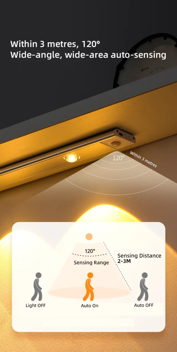 White/Black LED Cabinet Light USB Rechargeable Motion Sensor LED Light for Kitchen Wardrobe Cabinet Lighting 20CM/30CM/40CM/50CM - Image 17