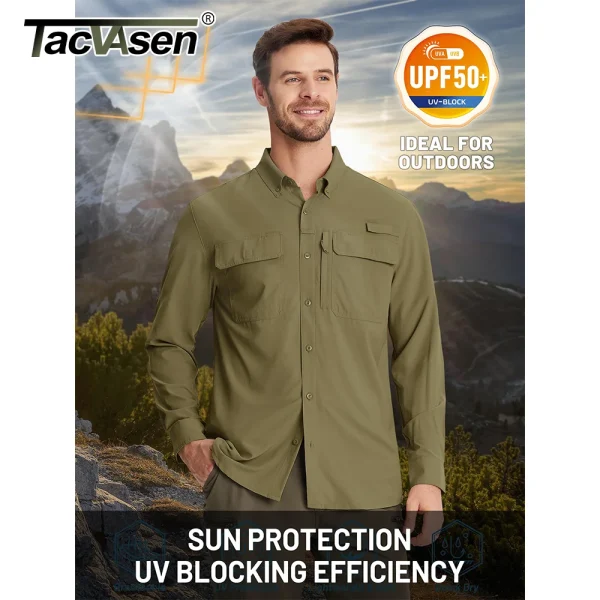 Men's Tactical Long Sleeve UPF Sun Protection Shirt - Image 3