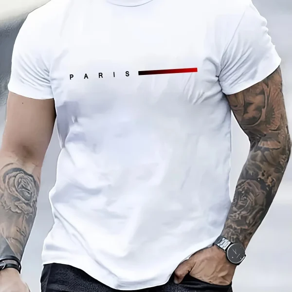 Men's Loose Paris Creative Letter Print T-shirt - Image 3