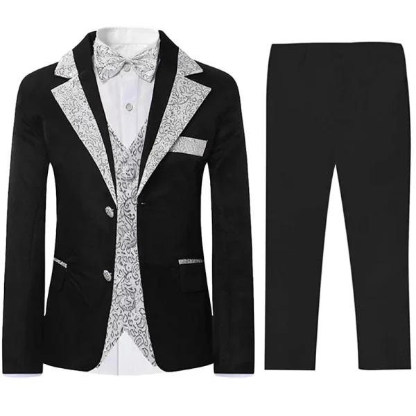 Boys' 5-Piece Slim Fit Gold Rim Suit - Image 8