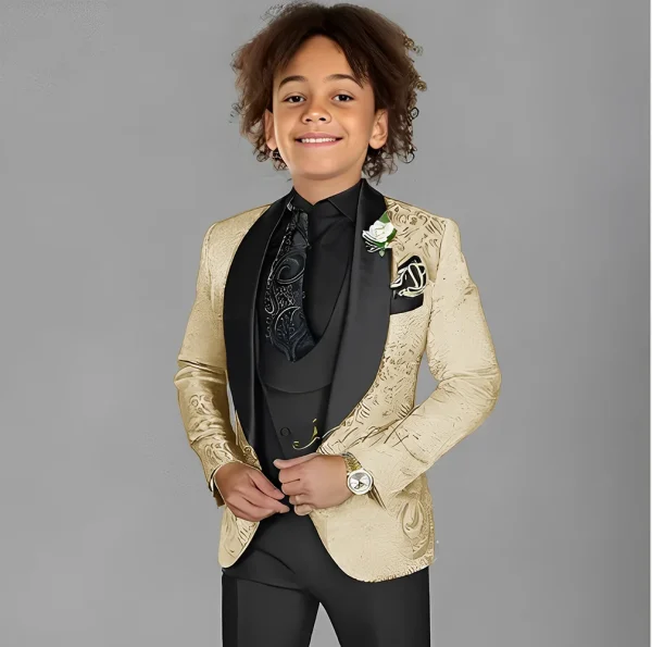 Boys' 3-Piece Jacquard Tuxedo Set - Image 9