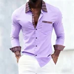 Men's shirt with plaid collar, trendy printed shirt, stylish and casual slim-fit long-sleeved shirt, suitable for everyday wear. - Image 8