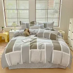 3pcs Dark Blue Striped Style Duvet Cover Set for Boy Geometric Pattern Luxury Hotel Room Decor 100% Cotton Skin-friendly Bedding - Image 46