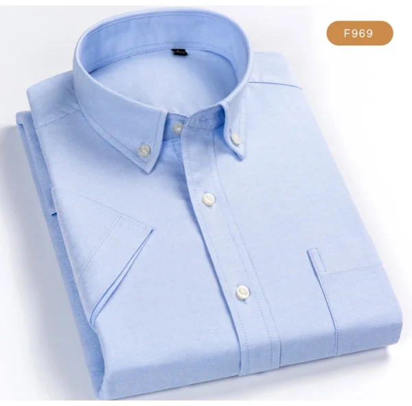 Plaid Checkered Short Sleeve 100% Cotton Shirt Button - Image 29