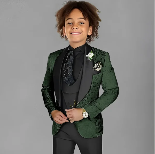 Boys' 3-Piece Jacquard Tuxedo Set - Image 3