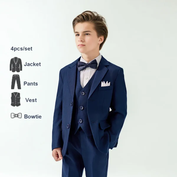 Boys' High-End Forest Green 4-Piece Suit Set - Image 14