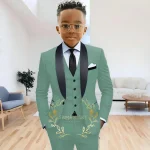 Boys' 3-Piece Navy Blue Shawl Lapel Tuxedo - Image 9