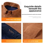 Men's Large Size Corduroy Fleece Warm Plaid Classic Style - Image 6