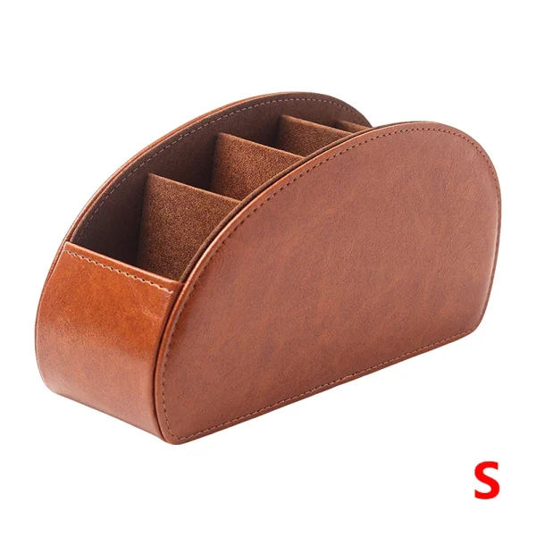 LMETJMA Remote Control Holder with 5 Compartments PU Leather TV Remote Caddy Storage Box Organizer Tray Desktop Organizer - Image 7