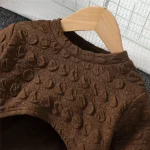 Girls' 2-Piece Brown Top & Lattice Dress Set - Image 2