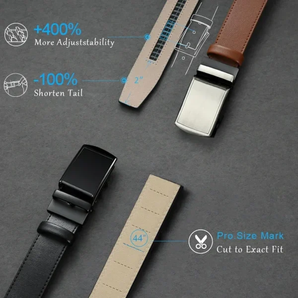 New Mens Belt Automatic Genuine Leather Luxury Belt of Men Male Metal Automatic Buckle Designer High Quality Waist Belt Black - Image 5