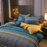 3pcs Dark Blue Striped Style Duvet Cover Set for Boy Geometric Pattern Luxury Hotel Room Decor 100% Cotton Skin-friendly Bedding - Image 31