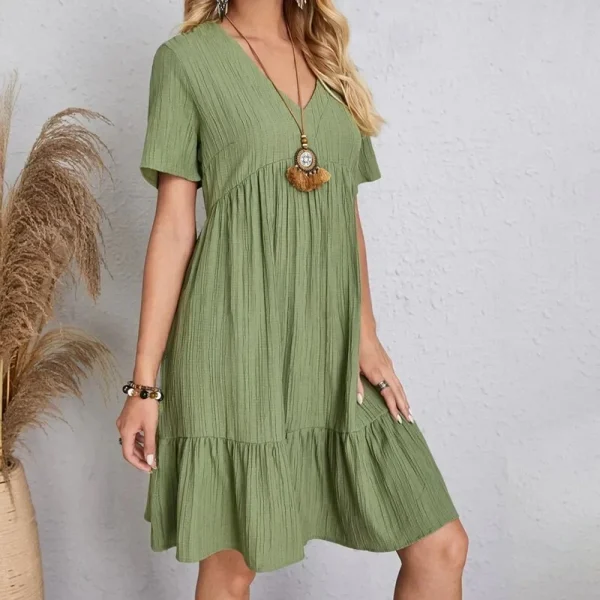 Women Summer Loose Waist Ruffle Fit Flare Dresses - Image 8