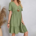 Women Summer Peplum Dresses Spring V-Neck - Image 8