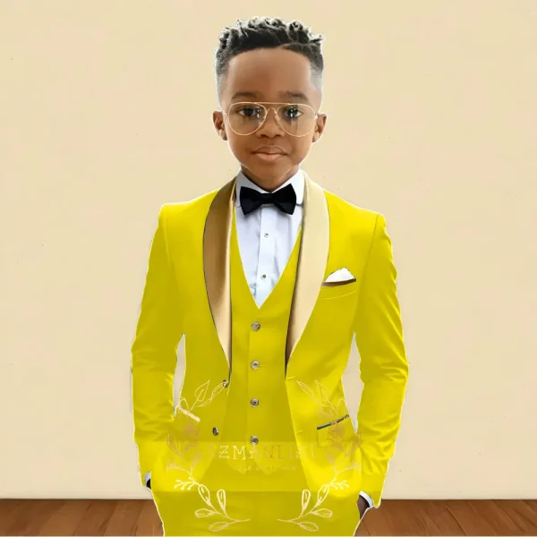 Boys' Oil Green 3-Piece Tuxedo - Image 12