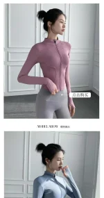 Women's Slim Fit Lightweight JacketsWomen's Full Zip-up Yoga Sports RunningJacket with Thumb Holes for Workout Sun Protection - Image 36