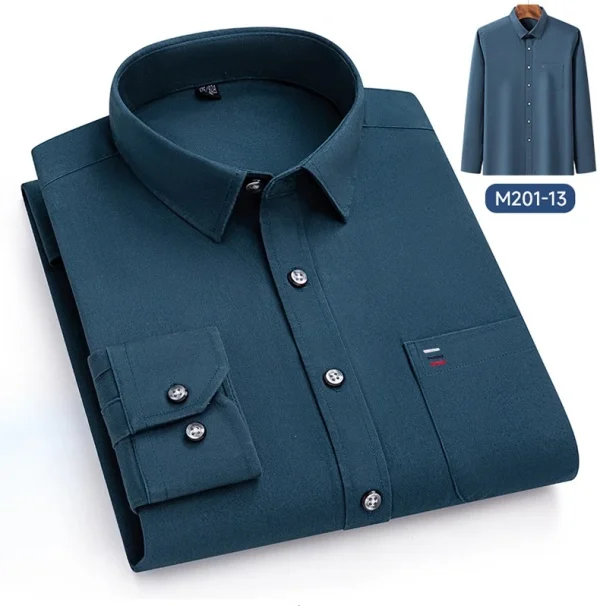 Luxury cotton single pocket long-sleeve shirts for men Smart Casual business regular fit shirt designer vintage black clothes - Image 40