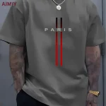 Men's Oversized Paris Lettering T-Shirt - Image 7