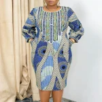 Vonda Plus Size Bohemian Print Long Sleeve Midi Dress - Image 9