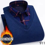 2026 Men's Winter Warm Shirts Thickened Fake Two-piece Shirts Male High-quality Shirts Men's Warm Clothes Shirt Pullovers Tops - Image 18