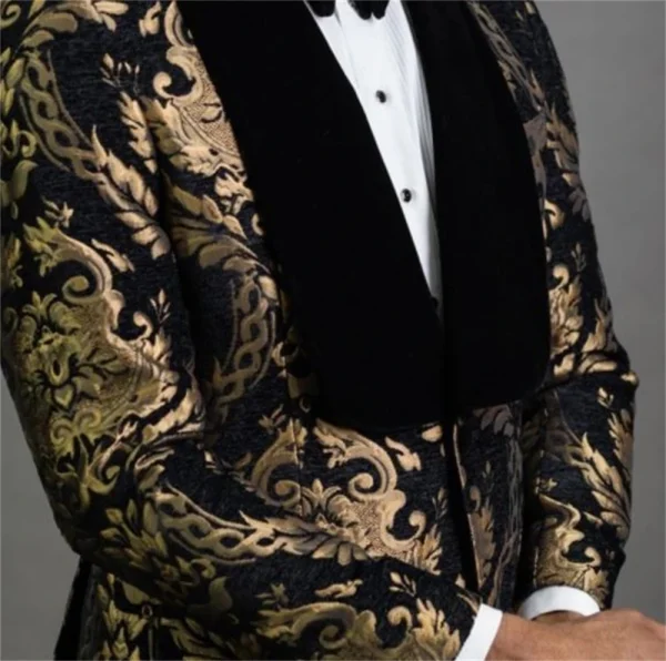 Boys' Navy Blue Floral Prom Suit - Image 11