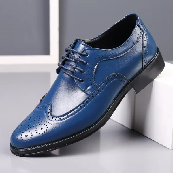 Handmade Men's Black Leather Oxford Shoes - Image 9