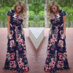Summer Maxi Dress Women Floral Print Boho Beach Dress - Image 3