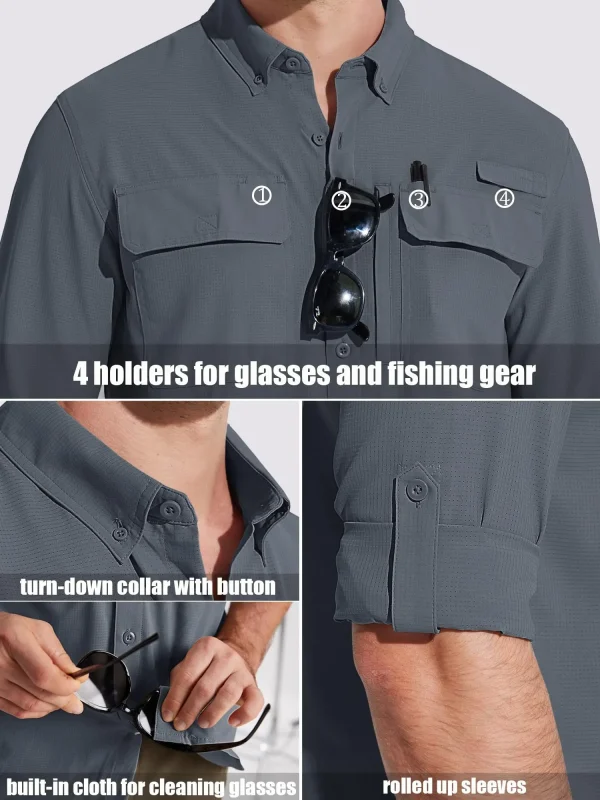 Men's Tactical Long Sleeve UPF Sun Protection Shirt - Image 25