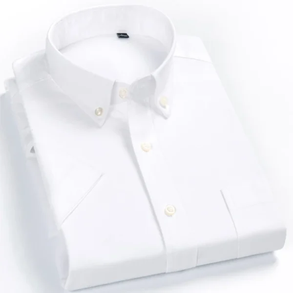 Plaid Checkered Short Sleeve 100% Cotton Shirt Button - Image 22