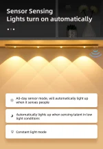 White/Black LED Cabinet Light USB Rechargeable Motion Sensor LED Light for Kitchen Wardrobe Cabinet Lighting 20CM/30CM/40CM/50CM - Image 15