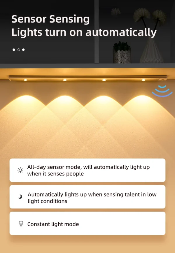 White/Black LED Cabinet Light USB Rechargeable Motion Sensor LED Light for Kitchen Wardrobe Cabinet Lighting 20CM/30CM/40CM/50CM - Image 15