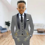 Boys' 3-Piece Navy Blue Shawl Lapel Tuxedo - Image 18