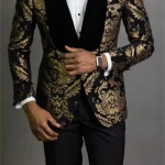 Boys' Navy Blue Floral Prom Suit - Image 5