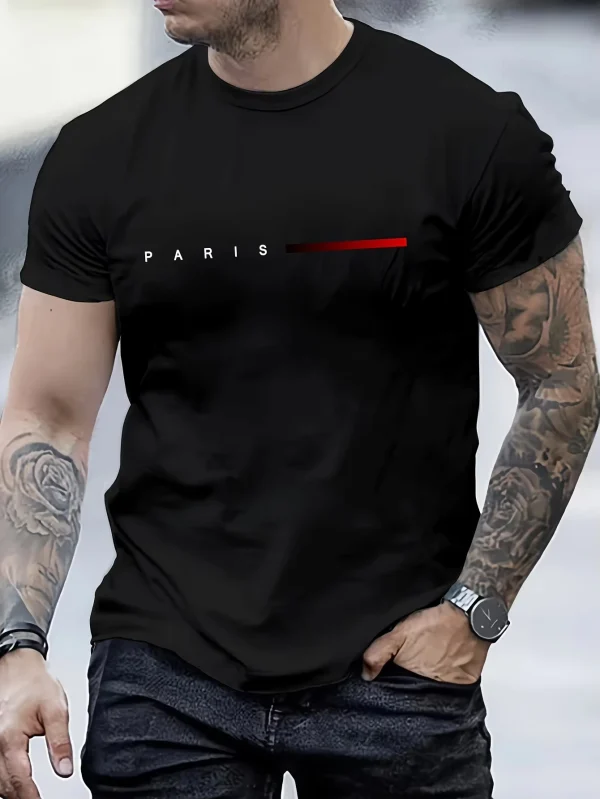 Men's Loose Paris Creative Letter Print T-shirt - Image 6