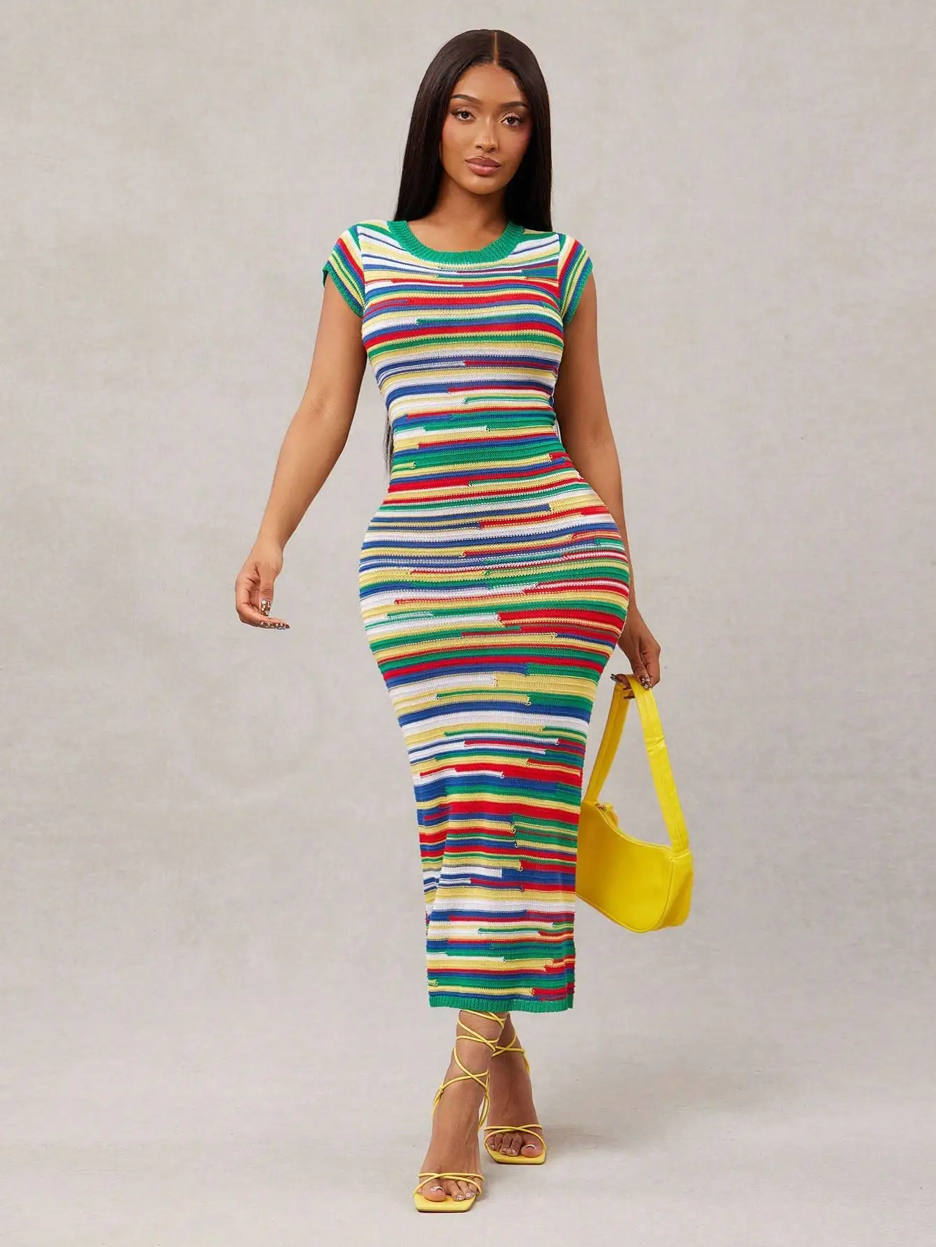 S558525794b914b15a86e9579f7837a67l.webp women Colorful striped tee dress - Image 1